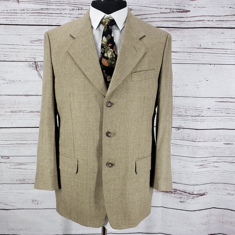 Roberto Villini Brown Silk Wool Woven Blazer Sports Jacket Size 40 RE